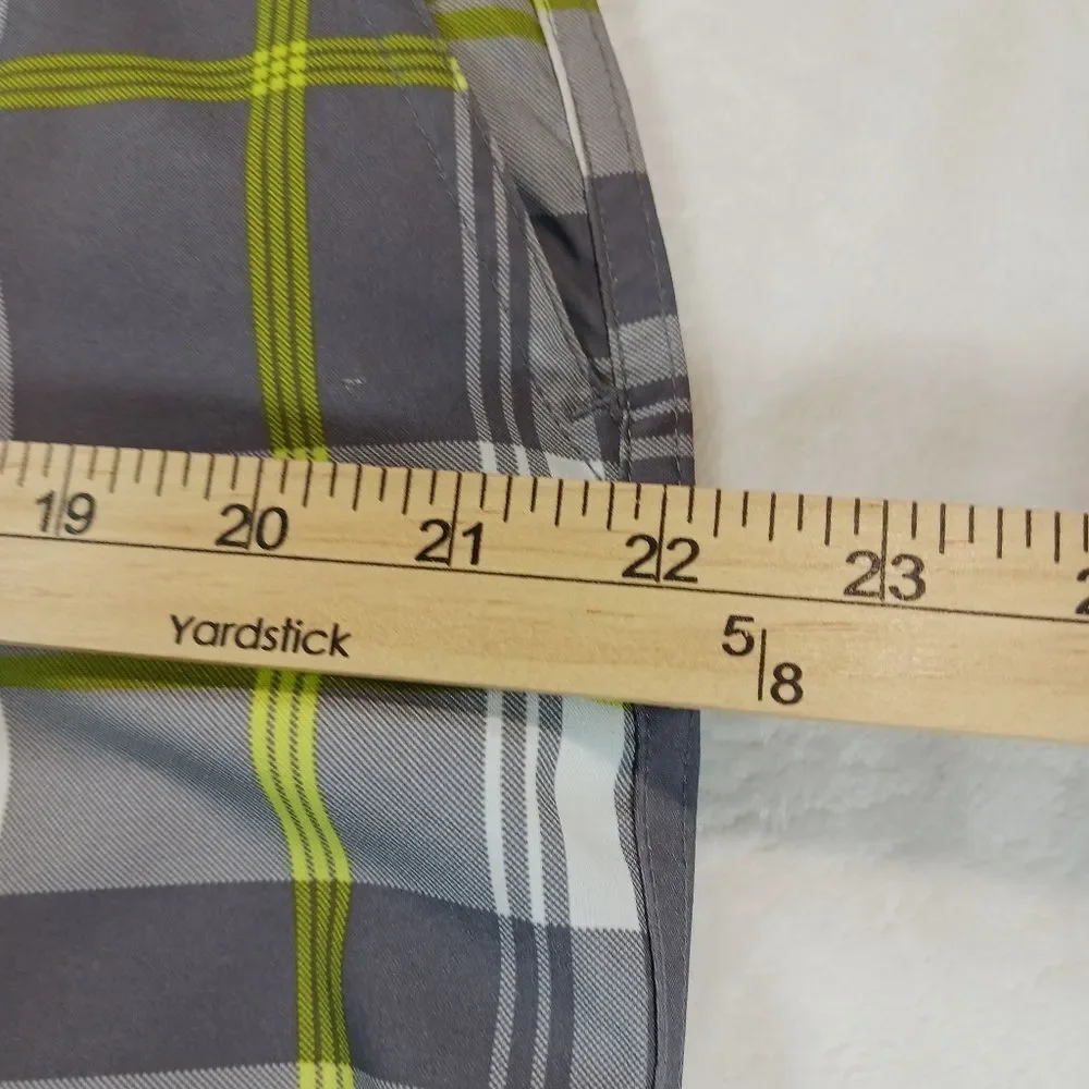 Opflex 4- Way Stretch Men's 32 Golf/Athletic Shorts. Green/ Gray Plaid. - Picture 11 of 11